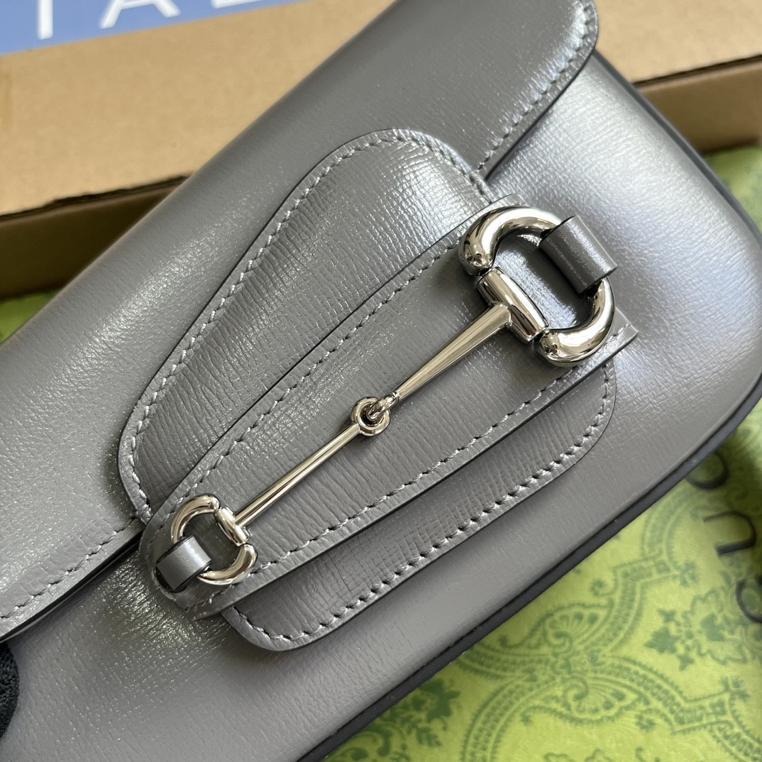GUCCI HORSEBIT 1955 MINI SHOULDER BAG GRAY 7.7"W x 5-3.1"H x 2.4-1.2"D - Image 6