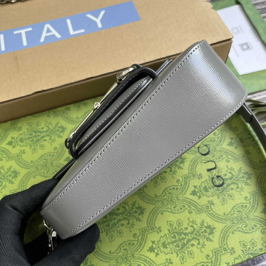 GUCCI HORSEBIT 1955 MINI SHOULDER BAG GRAY 7.7"W x 5-3.1"H x 2.4-1.2"D - Image 7