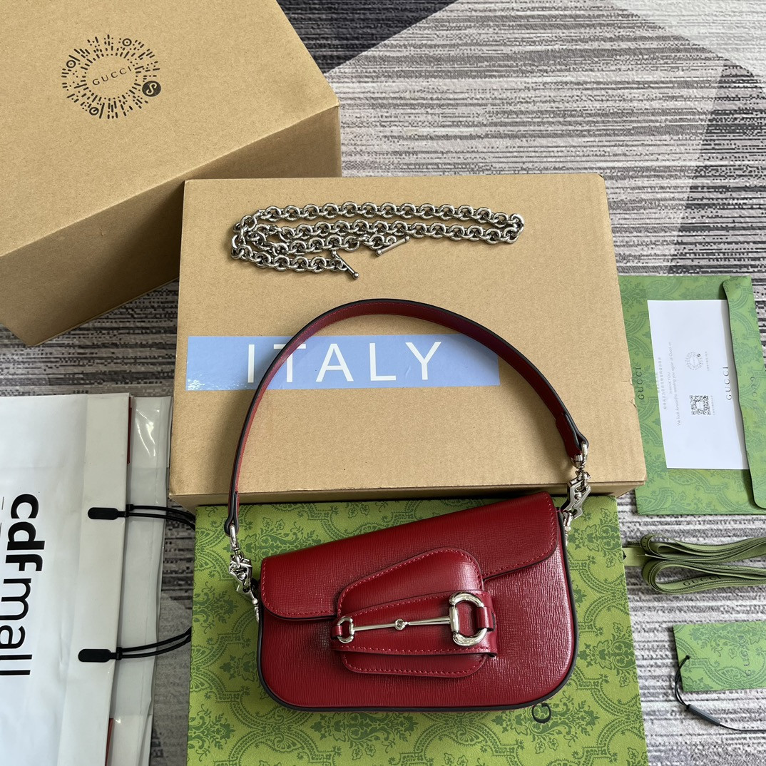 GUCCI HORSEBIT 1955 MINI SHOULDER BAG RED 7.7"W x 5-3.1"H x 2.4-1.2"D - Image 2