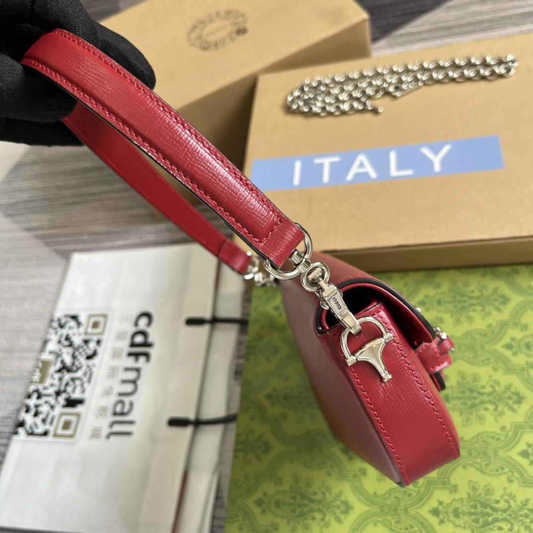 GUCCI HORSEBIT 1955 MINI SHOULDER BAG RED 7.7"W x 5-3.1"H x 2.4-1.2"D - Image 4