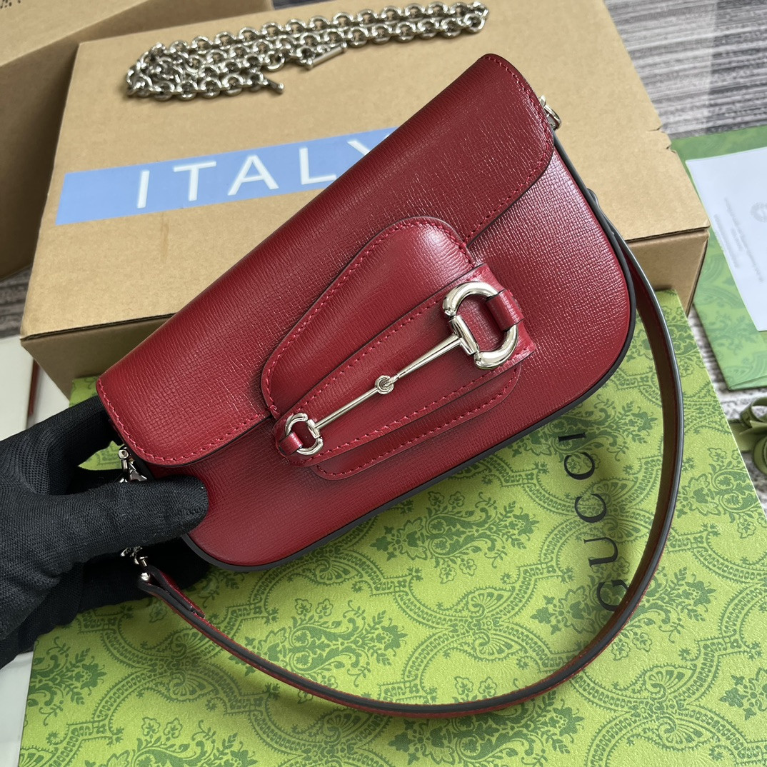 GUCCI HORSEBIT 1955 MINI SHOULDER BAG RED 7.7"W x 5-3.1"H x 2.4-1.2"D - Image 5