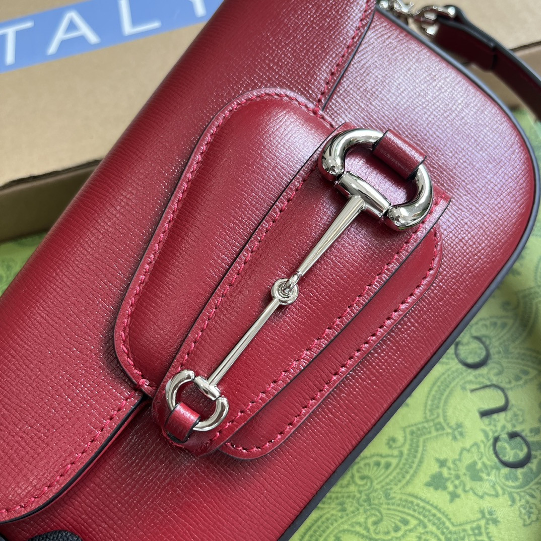 GUCCI HORSEBIT 1955 MINI SHOULDER BAG RED 7.7"W x 5-3.1"H x 2.4-1.2"D - Image 6