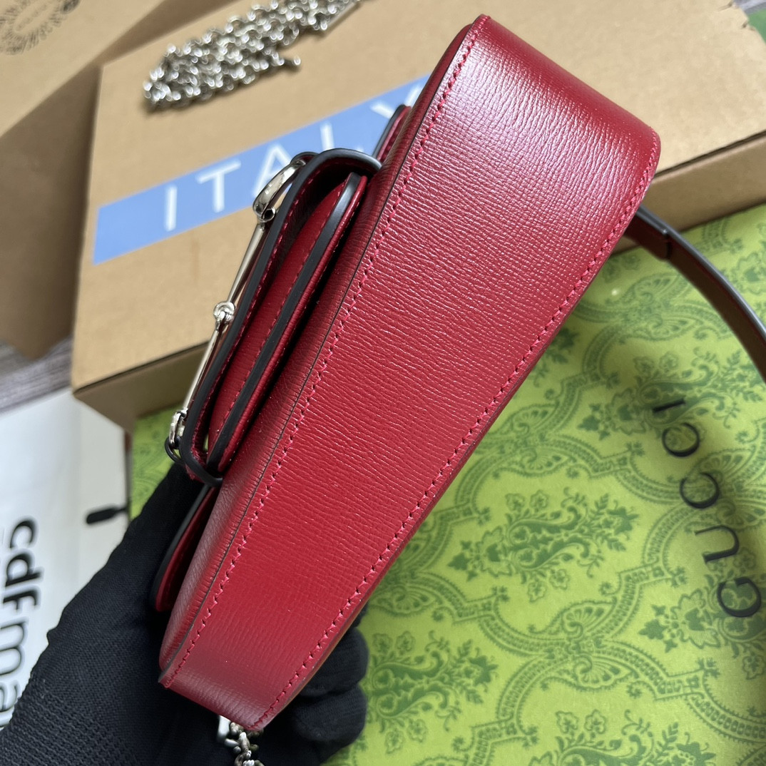 GUCCI HORSEBIT 1955 MINI SHOULDER BAG RED 7.7"W x 5-3.1"H x 2.4-1.2"D - Image 7