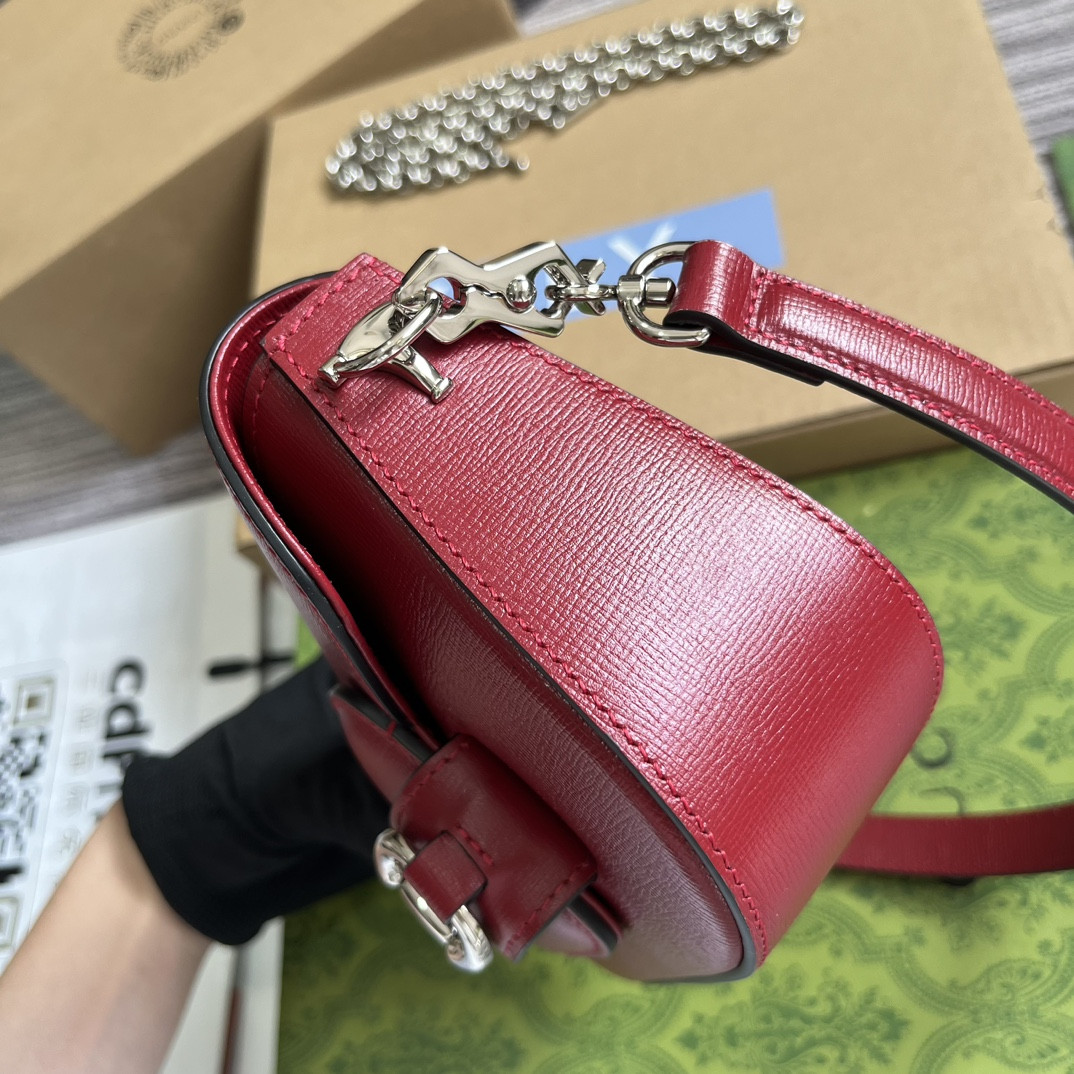 GUCCI HORSEBIT 1955 MINI SHOULDER BAG RED 7.7"W x 5-3.1"H x 2.4-1.2"D - Image 8