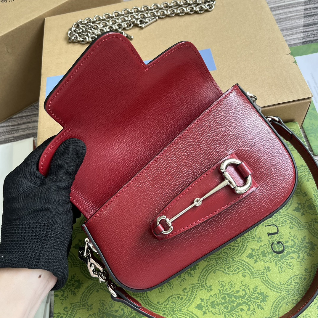 GUCCI HORSEBIT 1955 MINI SHOULDER BAG RED 7.7"W x 5-3.1"H x 2.4-1.2"D - Image 9