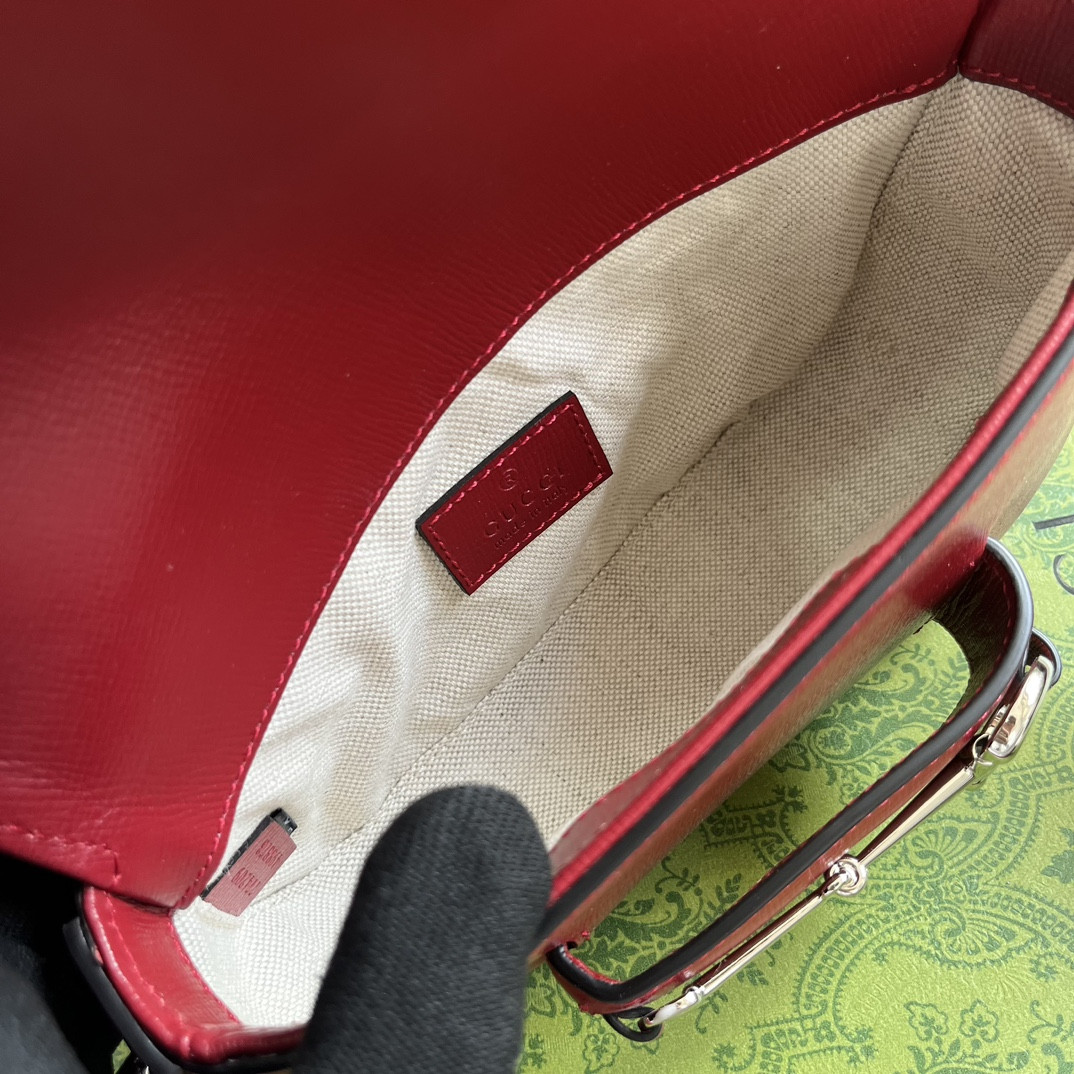 GUCCI HORSEBIT 1955 MINI SHOULDER BAG RED 7.7"W x 5-3.1"H x 2.4-1.2"D - Image 10
