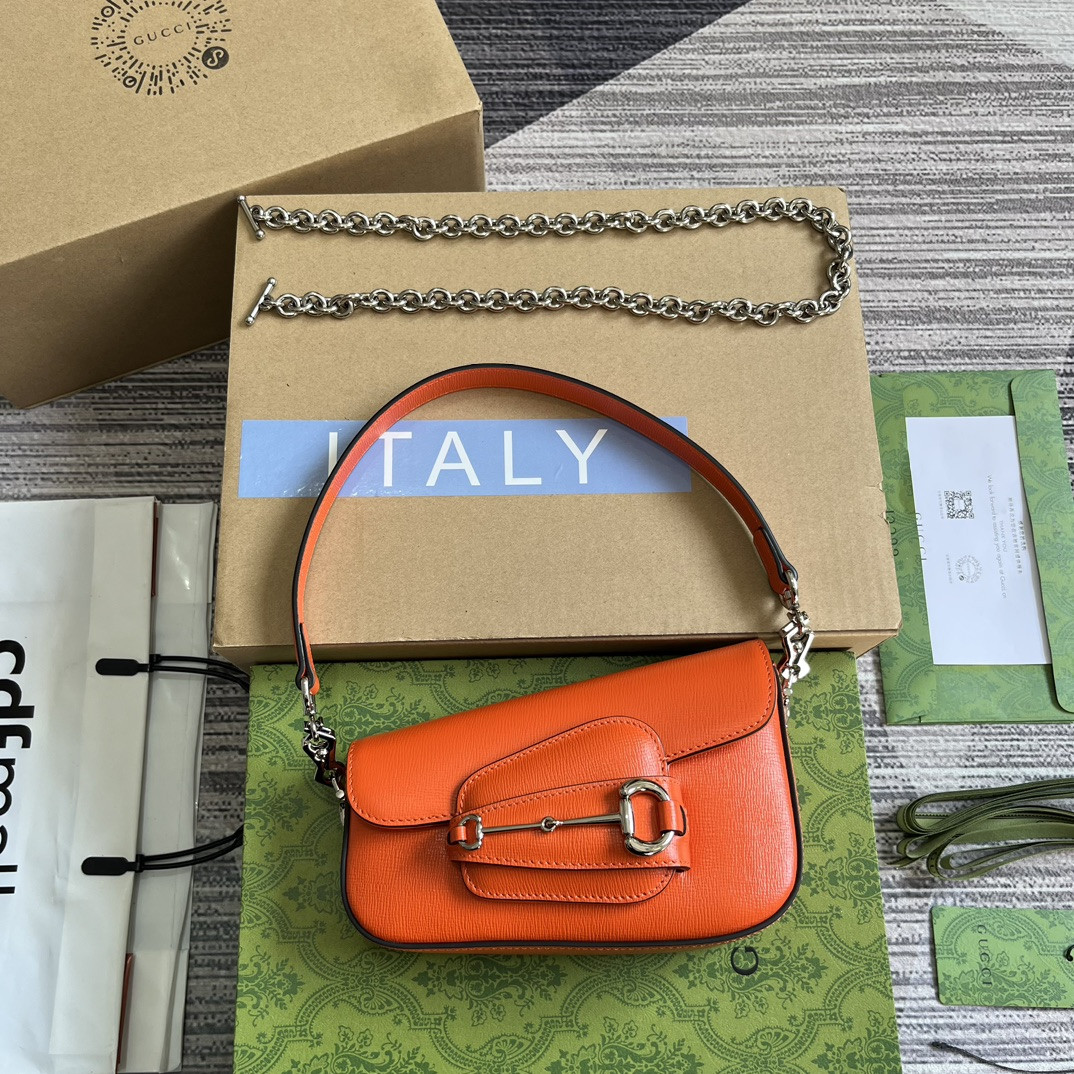 GUCCI HORSEBIT 1955 MINI SHOULDER BAG ORANGE 7.7"W x 5-3.1"H x 2.4-1.2"D - Image 2