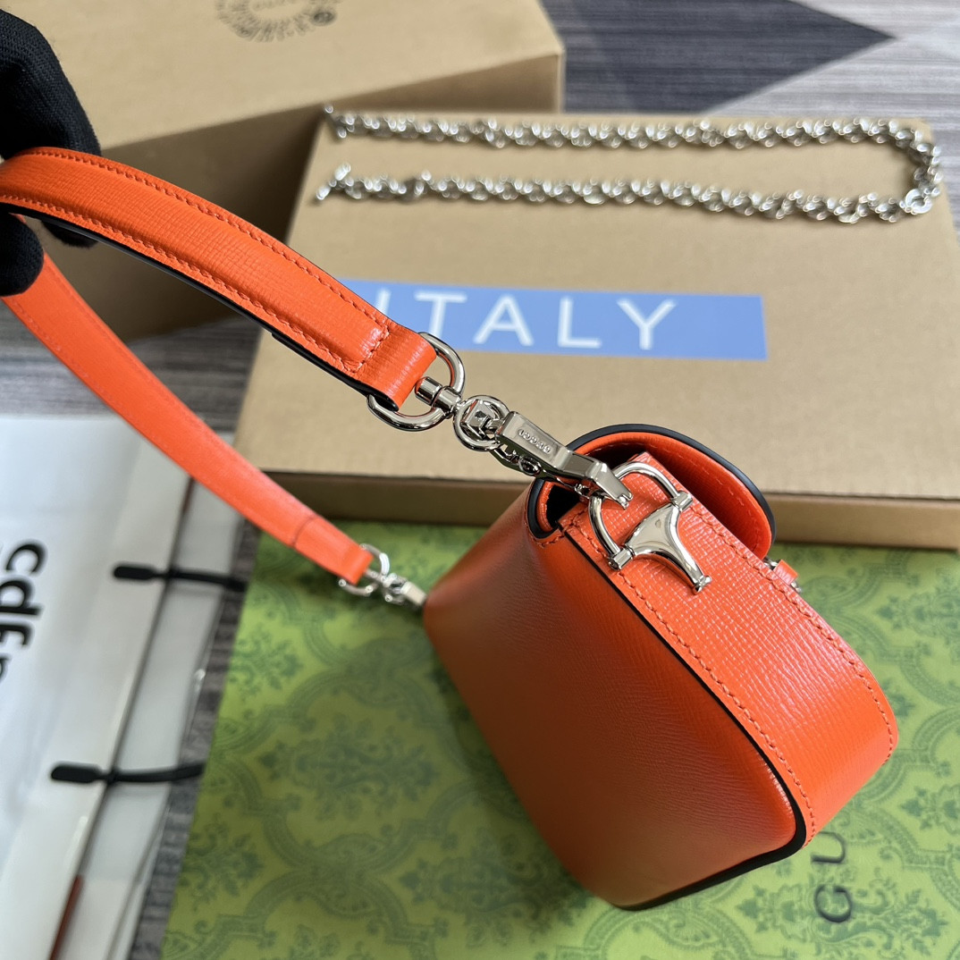 GUCCI HORSEBIT 1955 MINI SHOULDER BAG ORANGE 7.7"W x 5-3.1"H x 2.4-1.2"D - Image 4