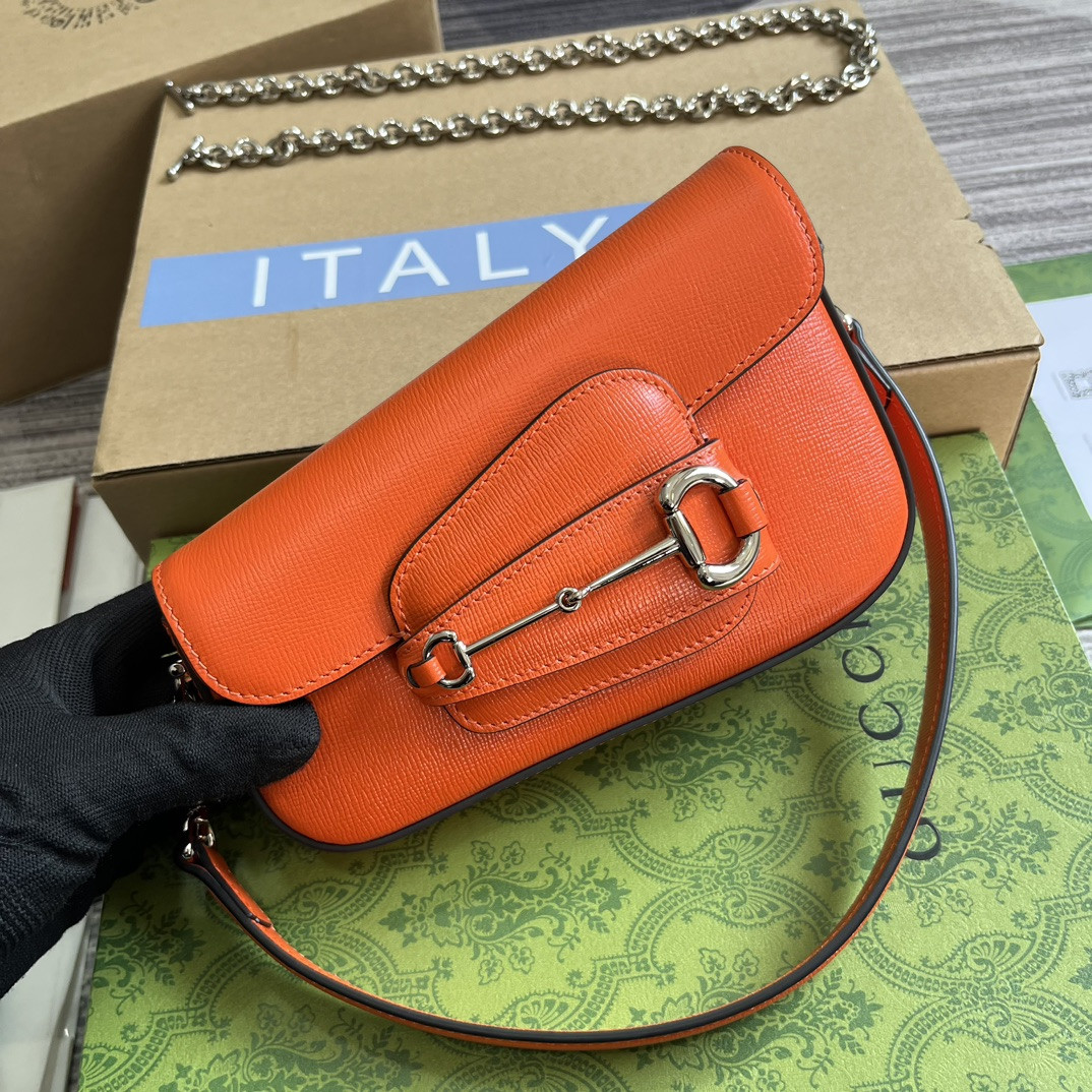 GUCCI HORSEBIT 1955 MINI SHOULDER BAG ORANGE 7.7"W x 5-3.1"H x 2.4-1.2"D - Image 5