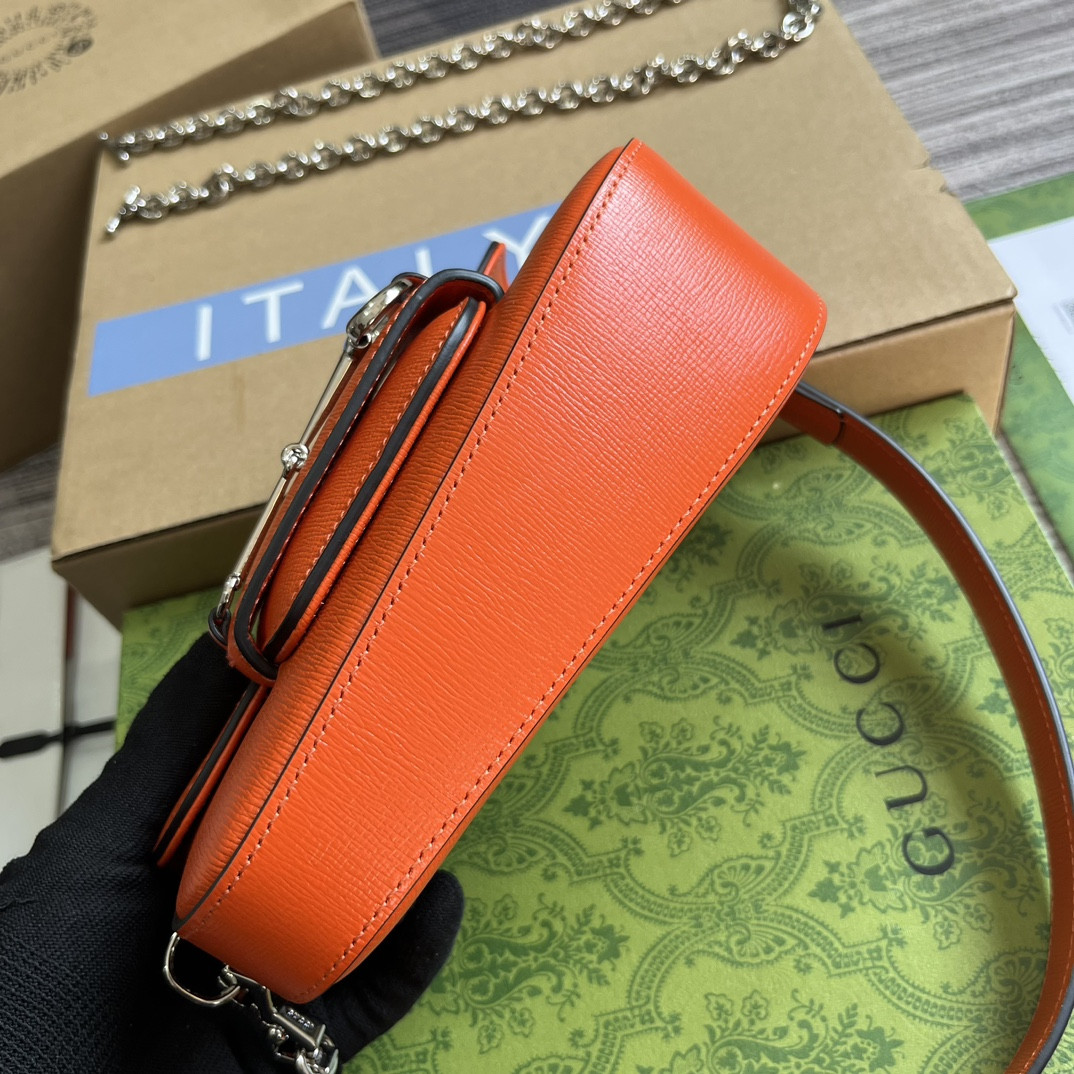 GUCCI HORSEBIT 1955 MINI SHOULDER BAG ORANGE 7.7"W x 5-3.1"H x 2.4-1.2"D - Image 7