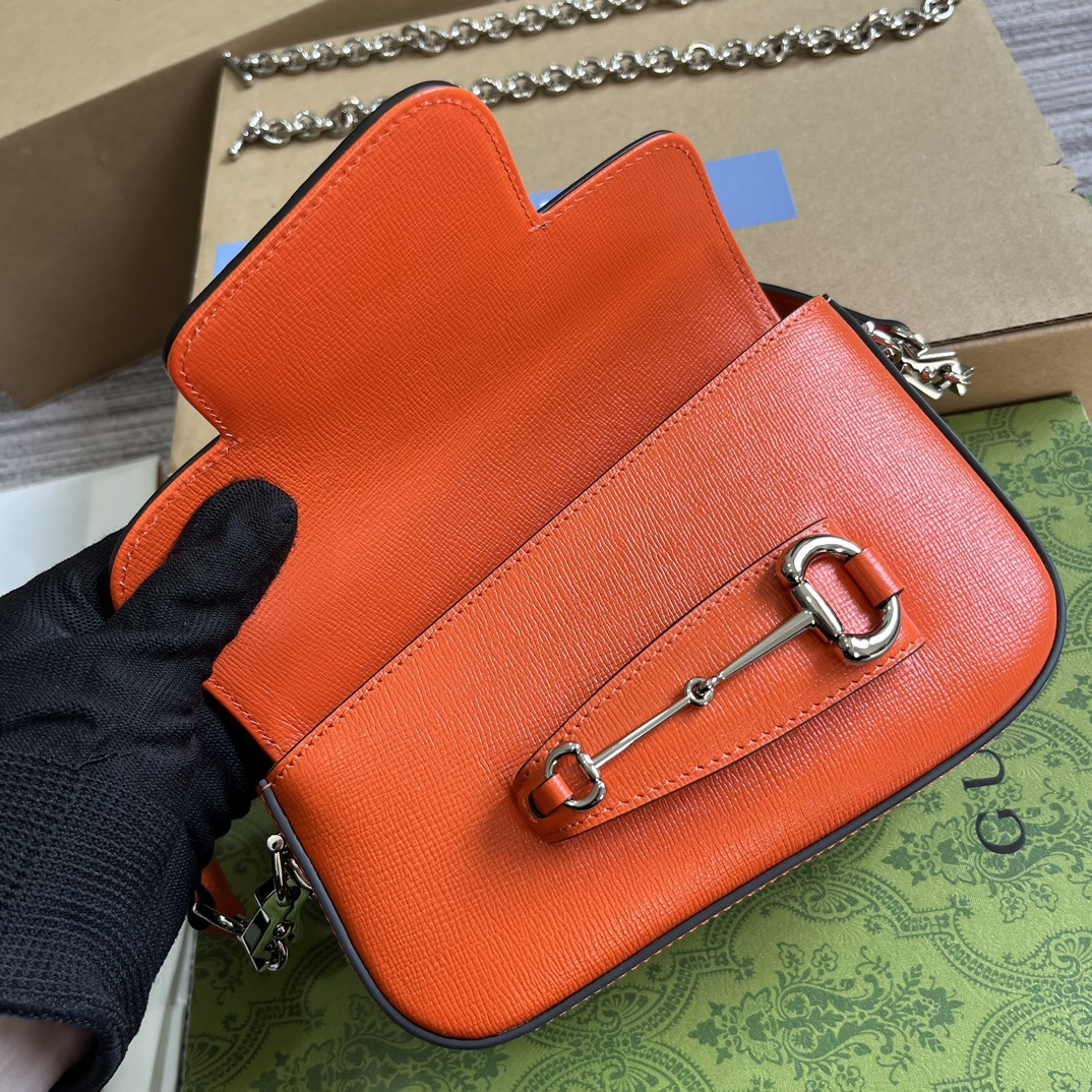 GUCCI HORSEBIT 1955 MINI SHOULDER BAG ORANGE 7.7"W x 5-3.1"H x 2.4-1.2"D - Image 9
