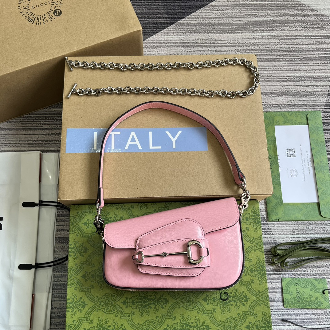 GUCCI HORSEBIT 1955 MINI SHOULDER BAG PINK 7.7"W x 5-3.1"H x 2.4-1.2"D - Image 2