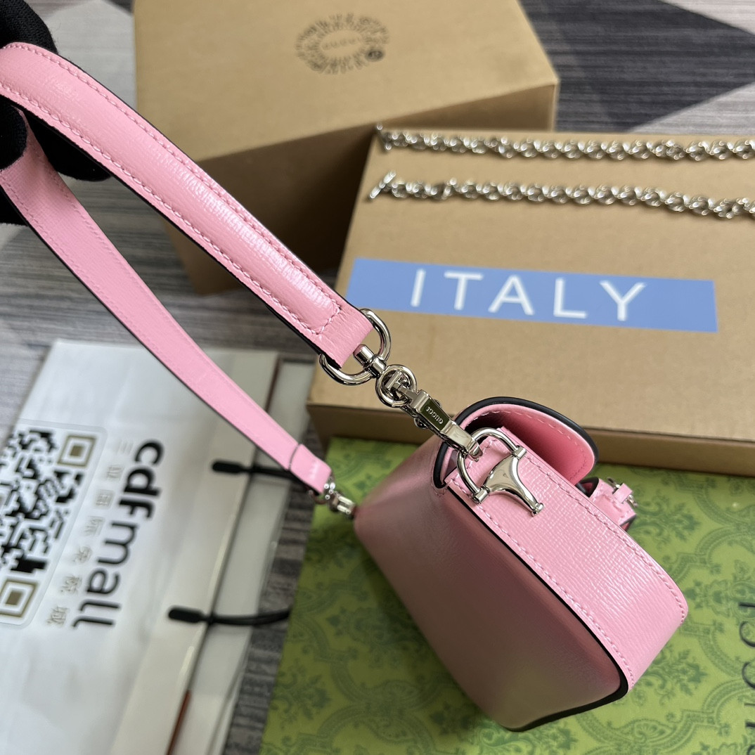 GUCCI HORSEBIT 1955 MINI SHOULDER BAG PINK 7.7"W x 5-3.1"H x 2.4-1.2"D - Image 4