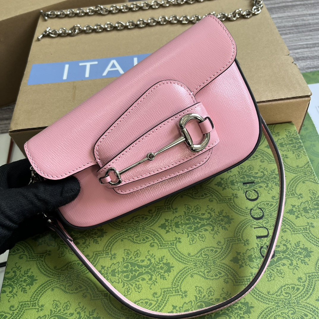 GUCCI HORSEBIT 1955 MINI SHOULDER BAG PINK 7.7"W x 5-3.1"H x 2.4-1.2"D - Image 5