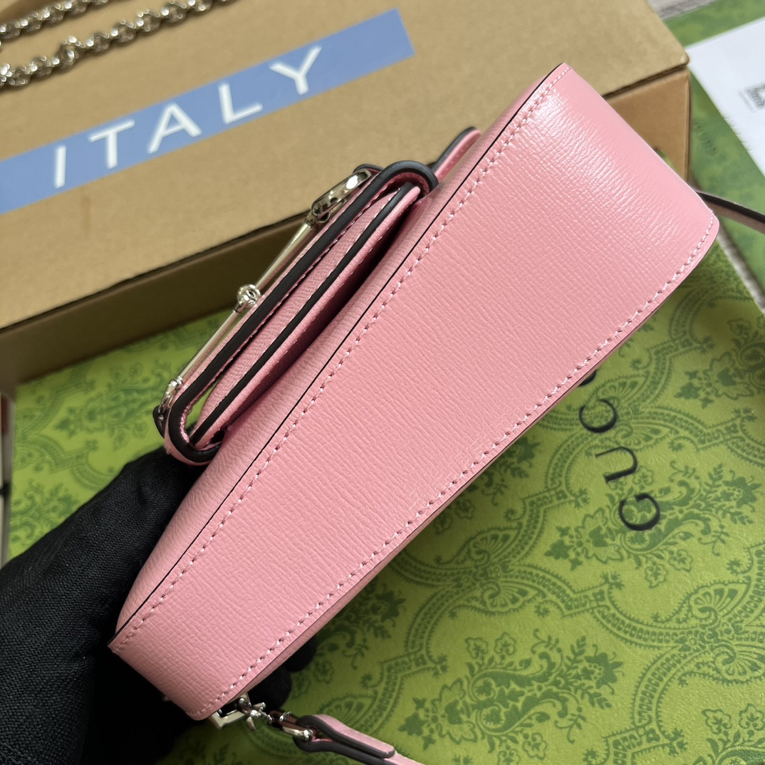 GUCCI HORSEBIT 1955 MINI SHOULDER BAG PINK 7.7"W x 5-3.1"H x 2.4-1.2"D - Image 7