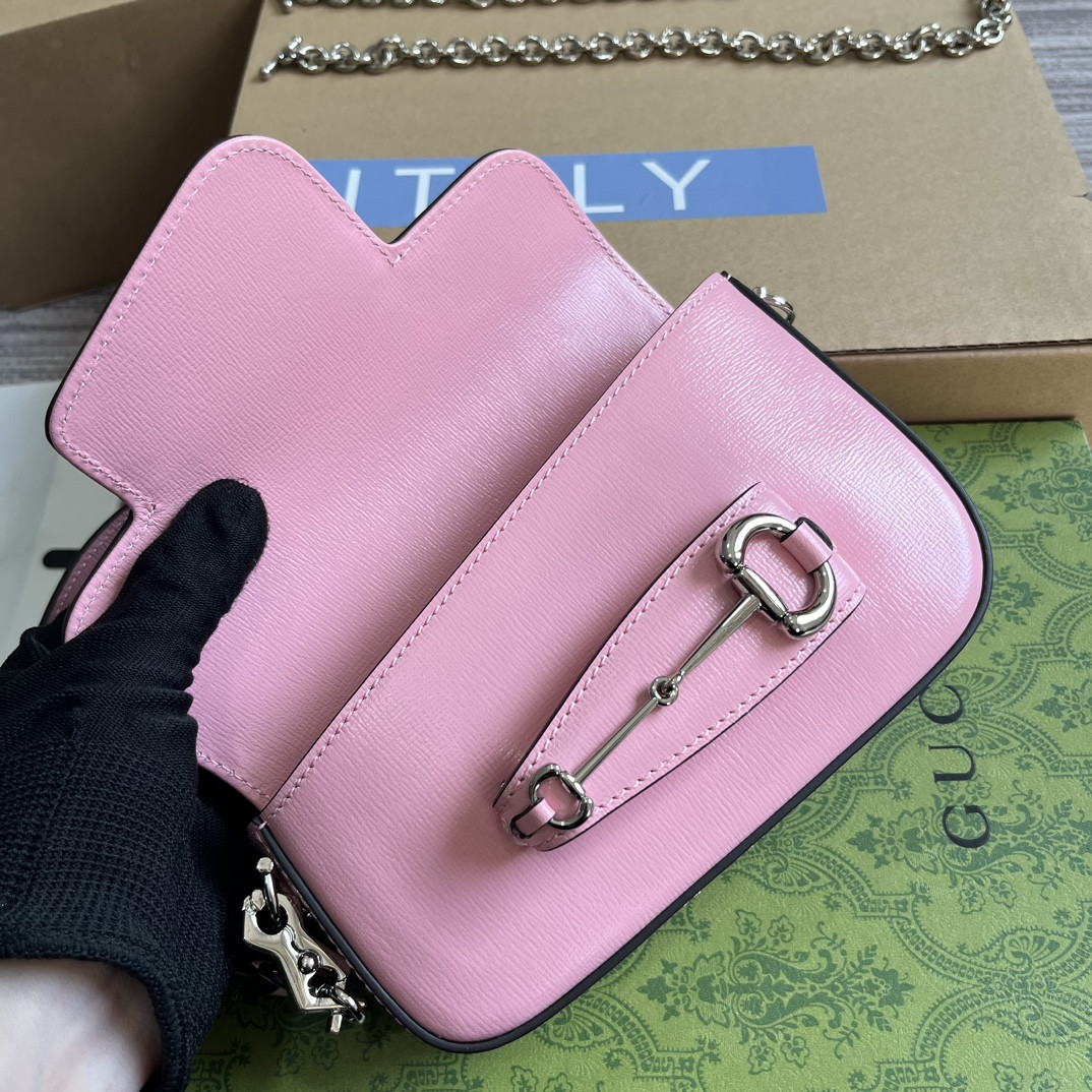 GUCCI HORSEBIT 1955 MINI SHOULDER BAG PINK 7.7"W x 5-3.1"H x 2.4-1.2"D - Image 8