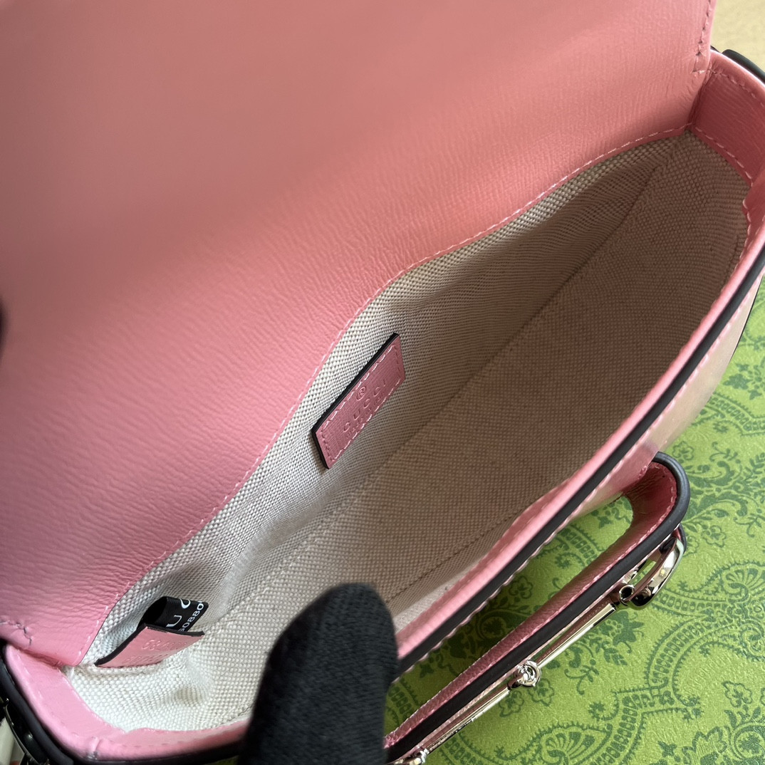 GUCCI HORSEBIT 1955 MINI SHOULDER BAG PINK 7.7"W x 5-3.1"H x 2.4-1.2"D - Image 9