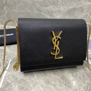 YSL KATE MEDIUM  IN GRAIN DE POUDRE EMBOSSED LEATHER 9.4 X 5.7 X 2.1 INCHES