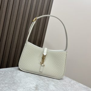 Alternative view of YSL LE 5 ¨¤ 7 IN CROCODILE-EMBOSSED LEATHER white 9 X 6.3 X 2.5 INCHES