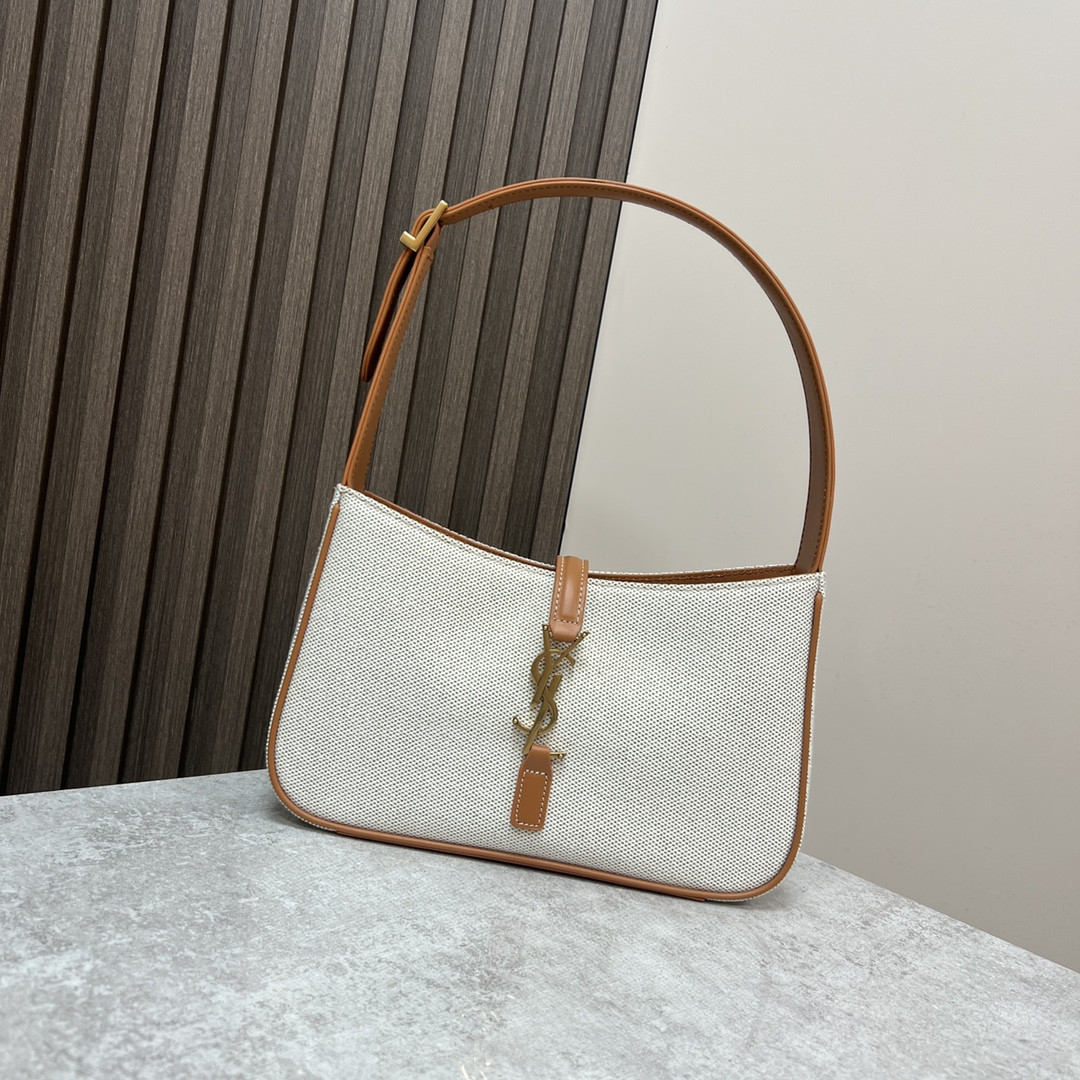 YSL LE 5 ¨¤ 7 IN CANVAS AND LEATHER GREGE AND BRICK 9 X 6.3 X 2.5 INCHES