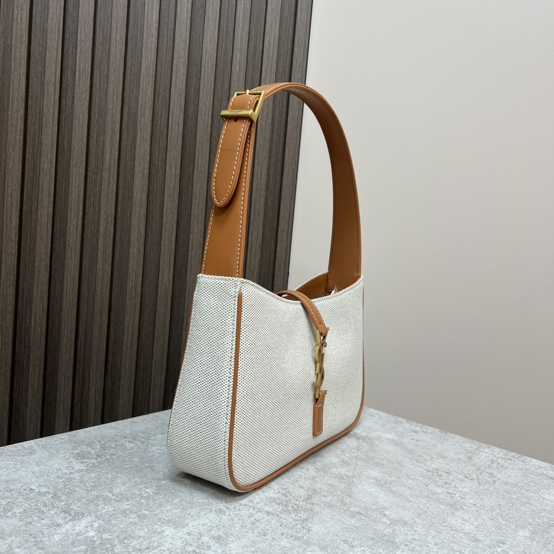 YSL LE 5 ¨¤ 7 IN CANVAS AND LEATHER GREGE AND BRICK 9 X 6.3 X 2.5 INCHES - Image 3