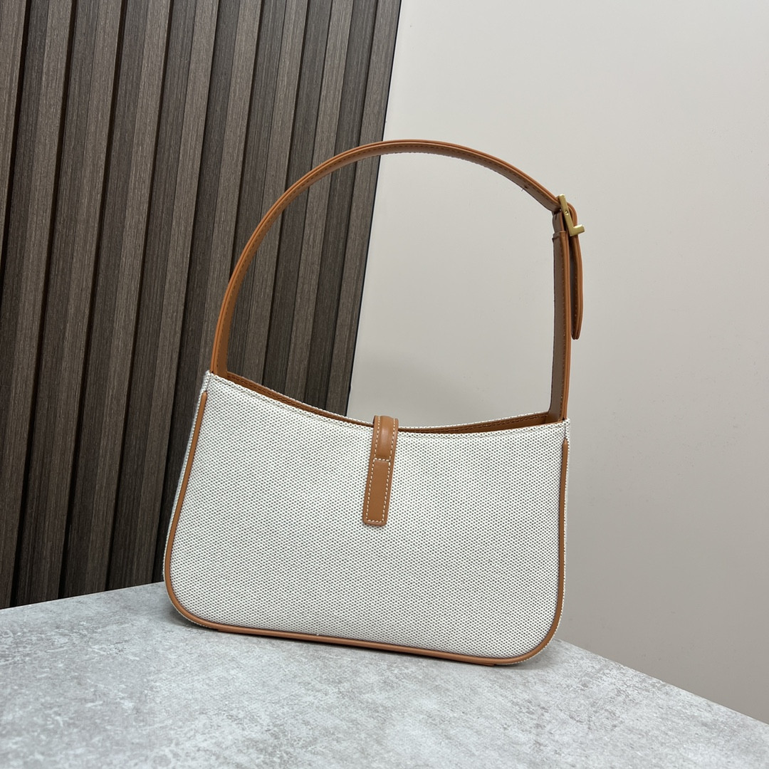 YSL LE 5 ¨¤ 7 IN CANVAS AND LEATHER GREGE AND BRICK 9 X 6.3 X 2.5 INCHES - Image 4