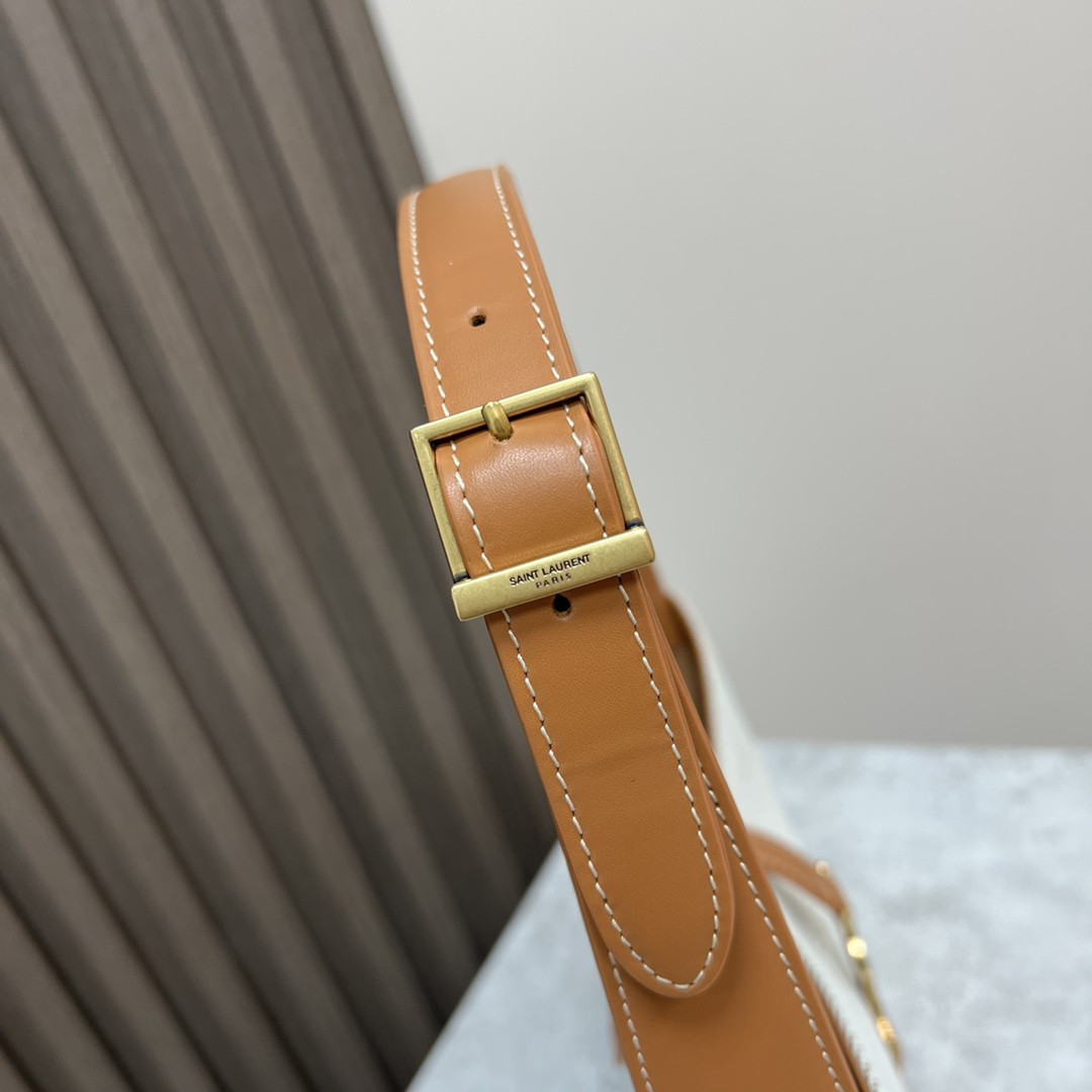 YSL LE 5 ¨¤ 7 IN CANVAS AND LEATHER GREGE AND BRICK 9 X 6.3 X 2.5 INCHES - Image 8