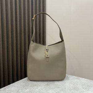 YSL LE 5 ¨¤ 7 SUPPLE LARGE IN SMOOTH LEATHER LIGHT GRAY 11.8" X 11" X 4.3"