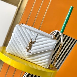 Alternative view of YSL COLLEGE MEDIUM IN QUILTED LEATHER white  9.4 X 6.6 X 2.5 INCHES
