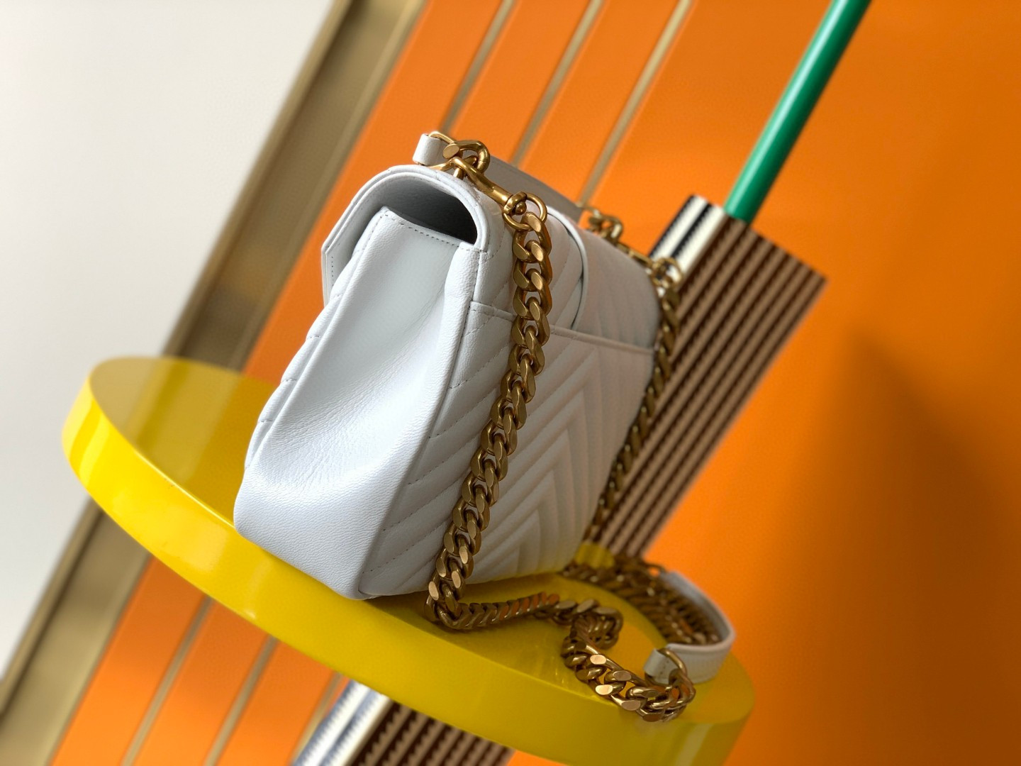 YSL COLLEGE MEDIUM IN QUILTED LEATHER white 9.4 X 6.6 X 2.5 INCHES - Image 3