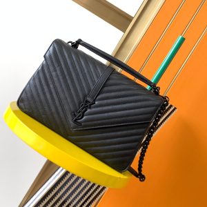 Alternative view of YSL COLLEGE MEDIUM IN QUILTED LEATHER ALL BLACK 9.4 X 6.6 X 2.5 INCHES