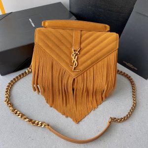 Alternative view of YSL COLLEGE MEDIUM IN QUILTED SUEDE ORANGE 9.4 X 6.6 X 2.5 INCHES