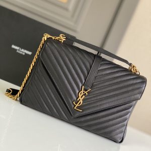 Alternative view of YSL COLLEGE LARGE IN QUILTED LEATHER BLACK GOLD 32X21X8 CM