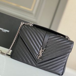 Alternative view of YSL COLLEGE LARGE IN QUILTED LEATHER BLACK SILVER 32X21X8 CM