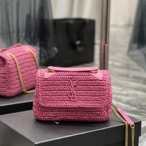 YSL NIKI CHAIN BAG IN RAFFIA AND LEATHER 22¡Á16.5¡Á12 CM