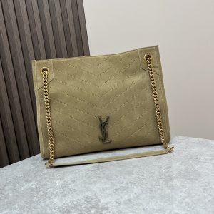 Alternative view of YSL NIKI MEDIUM SHOPPING IN SUEDE BARLEY GREEN 12.9 X 10.6 X 4.5 INCHES