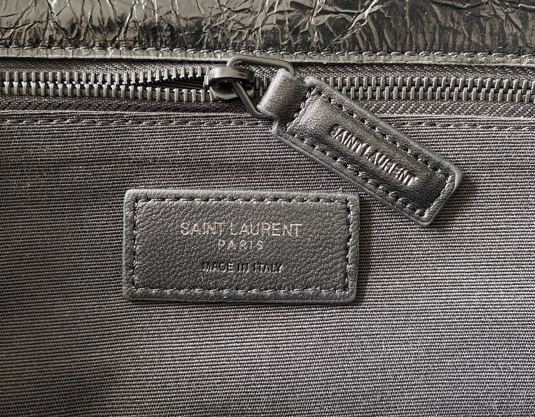 YSL NIKI MEDIUM IN VINTAGE LEATHER ALL BLACK 11 X 7.8 X 3.3 INCHES - Image 14