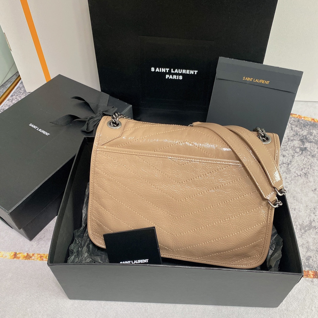 YSL NIKI MEDIUM IN VINTAGE LEATHER DARK BEIGE 11 X 7.8 X 3.3 INCHES - Image 3
