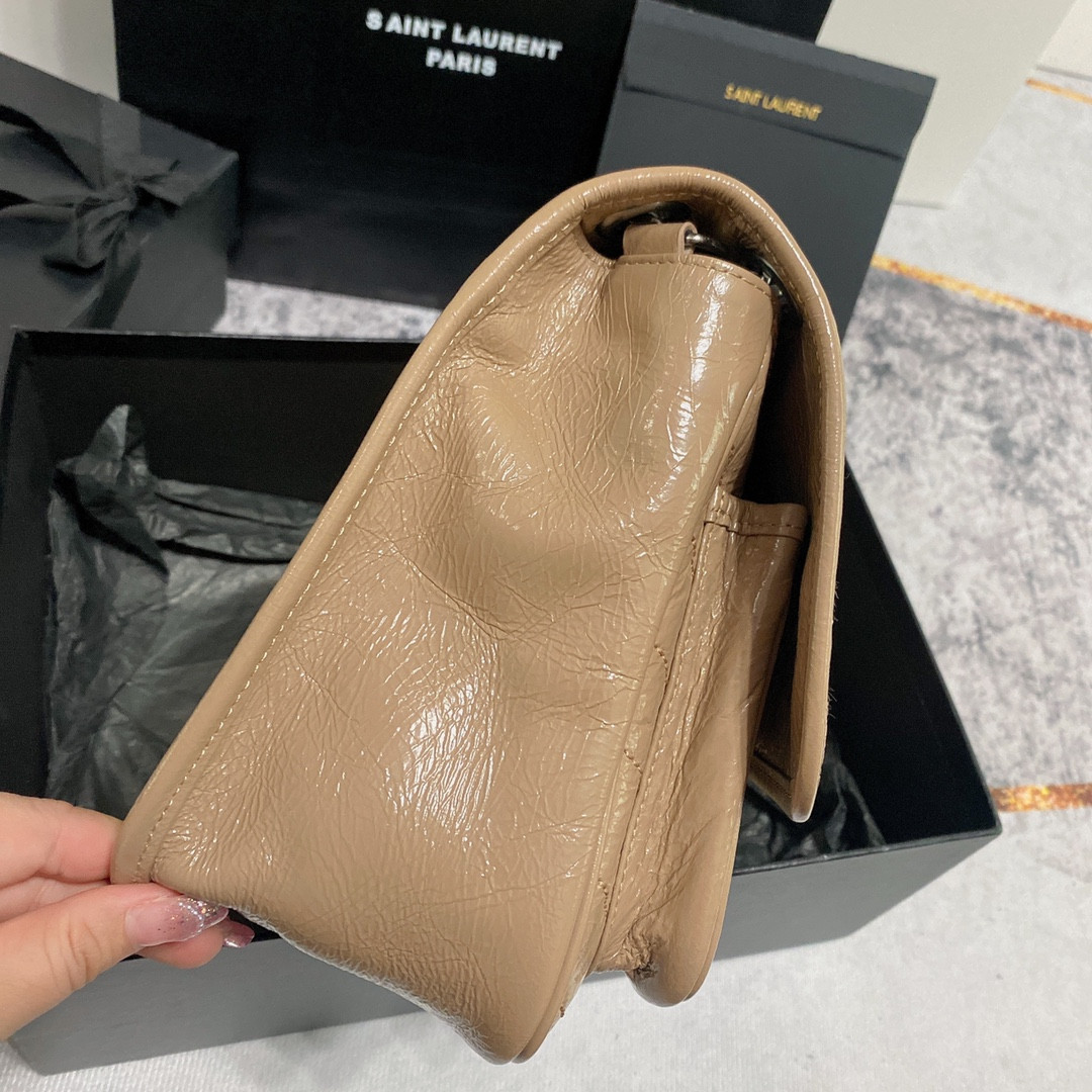 YSL NIKI MEDIUM IN VINTAGE LEATHER DARK BEIGE 11 X 7.8 X 3.3 INCHES - Image 5
