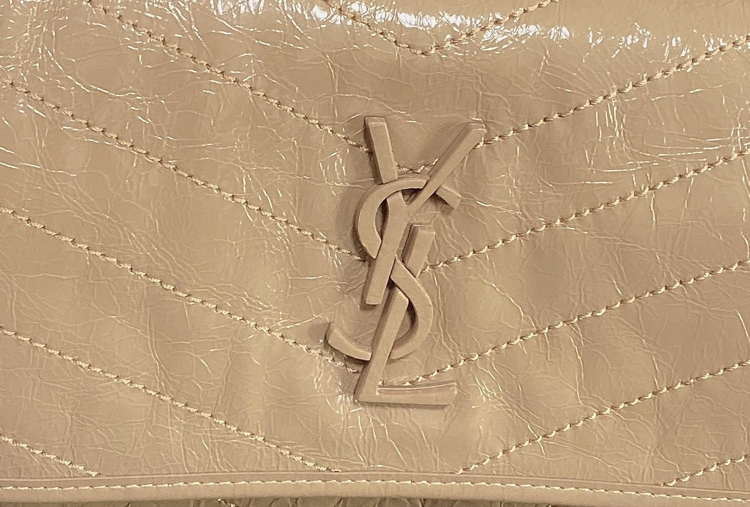YSL NIKI MEDIUM IN VINTAGE LEATHER DARK BEIGE 11 X 7.8 X 3.3 INCHES - Image 7