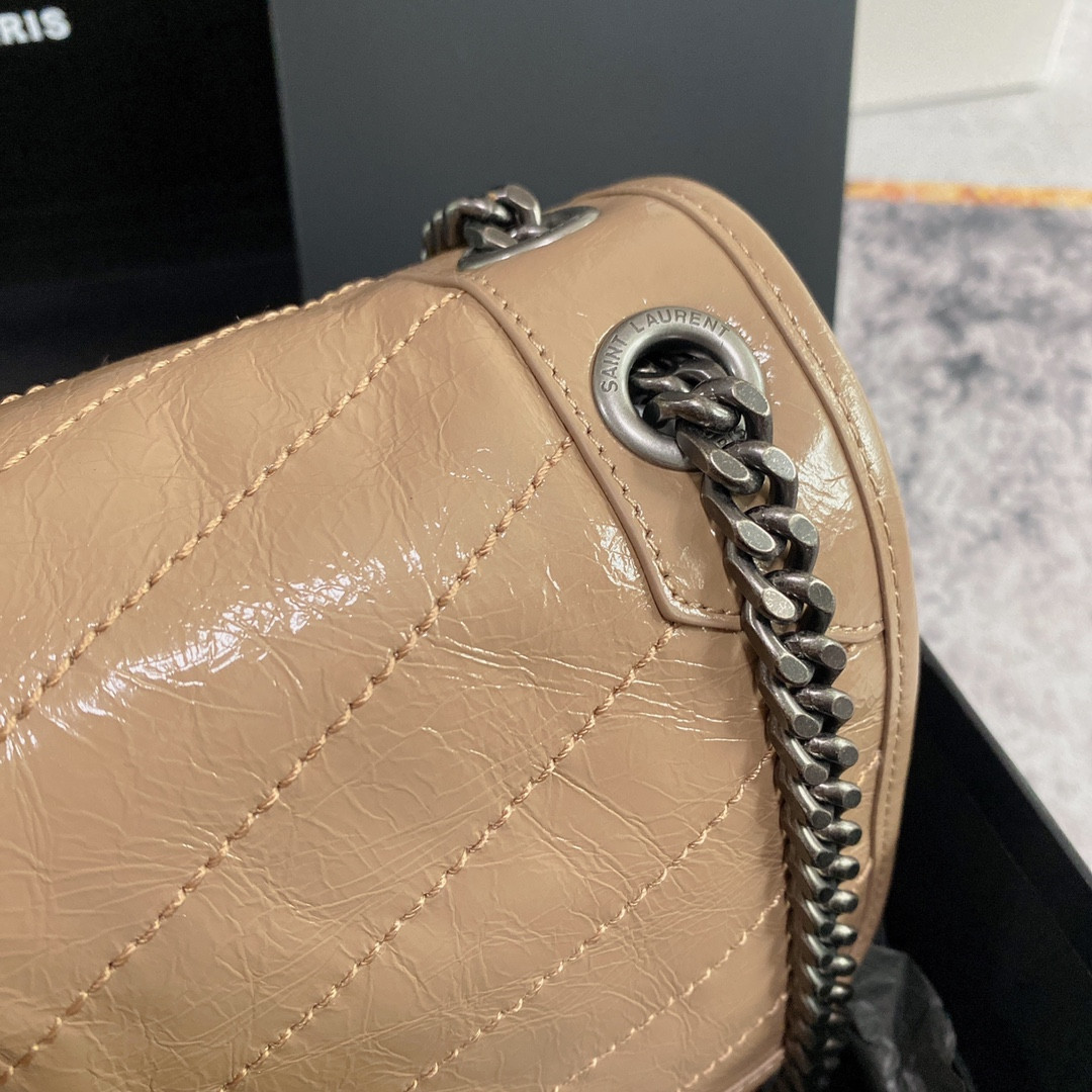 YSL NIKI MEDIUM IN VINTAGE LEATHER DARK BEIGE 11 X 7.8 X 3.3 INCHES - Image 8