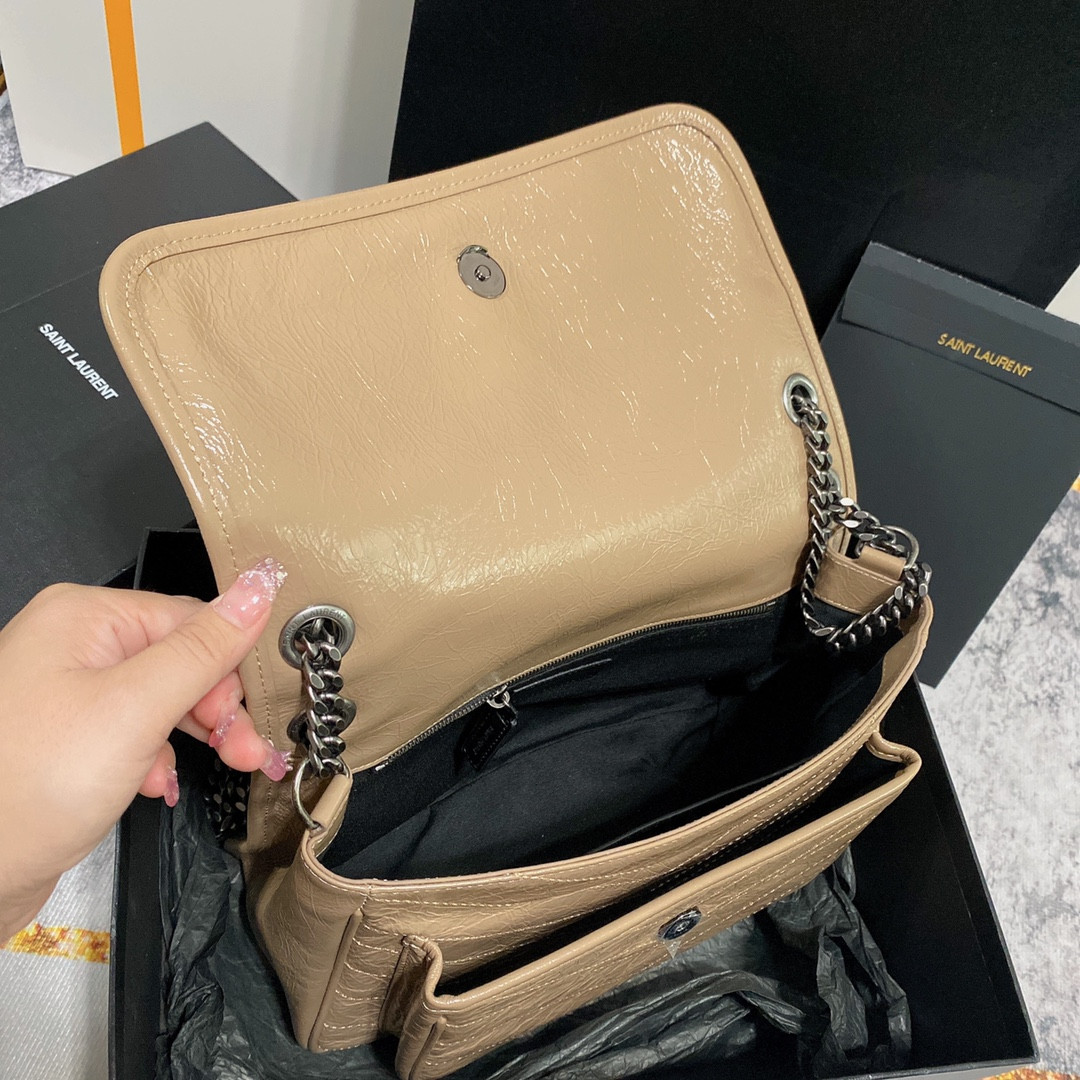 YSL NIKI MEDIUM IN VINTAGE LEATHER DARK BEIGE 11 X 7.8 X 3.3 INCHES - Image 10