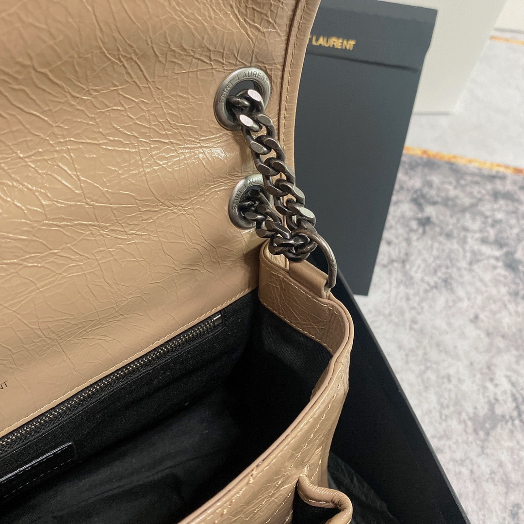YSL NIKI MEDIUM IN VINTAGE LEATHER DARK BEIGE 11 X 7.8 X 3.3 INCHES - Image 15