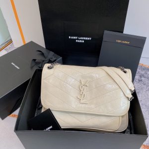 Alternative view of YSL NIKI MEDIUM IN VINTAGE LEATHER WHITE 11 X 7.8 X 3.3 INCHES