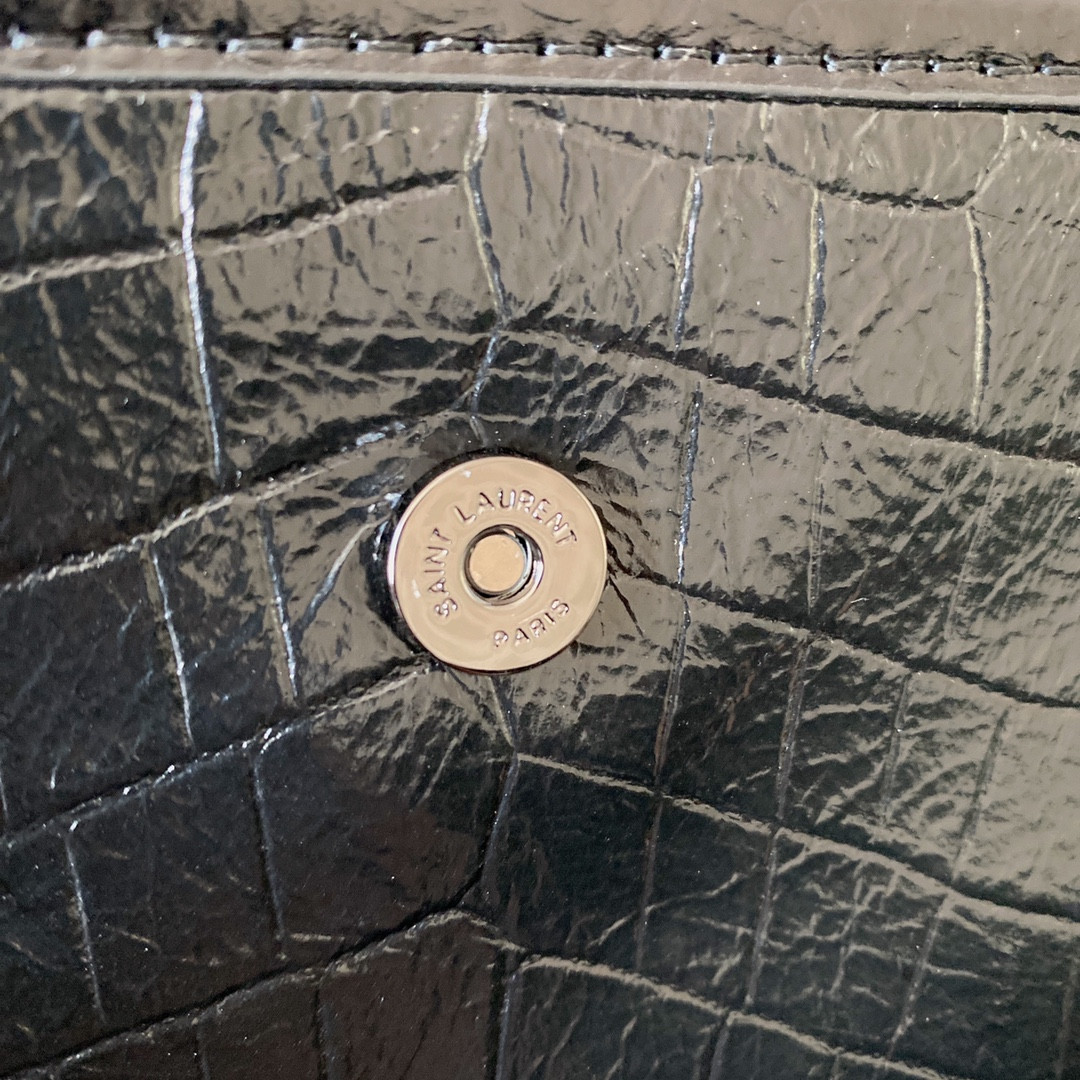 YSL NIKI BABY IN VINTAGE LEATHER BLACK SILVER 8.2 X 6 X 2.9 INCHES - Image 8
