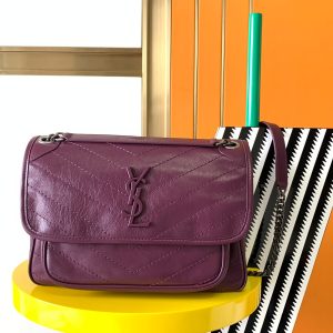 Alternative view of YSL NIKI MEDIUM IN VINTAGE LEATHER PURPLE 11 X 7.8 X 3.3 INCHES