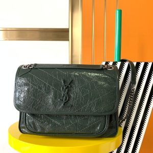Alternative view of YSL NIKI MEDIUM IN VINTAGE LEATHER dark green 11 X 7.8 X 3.3 INCHES