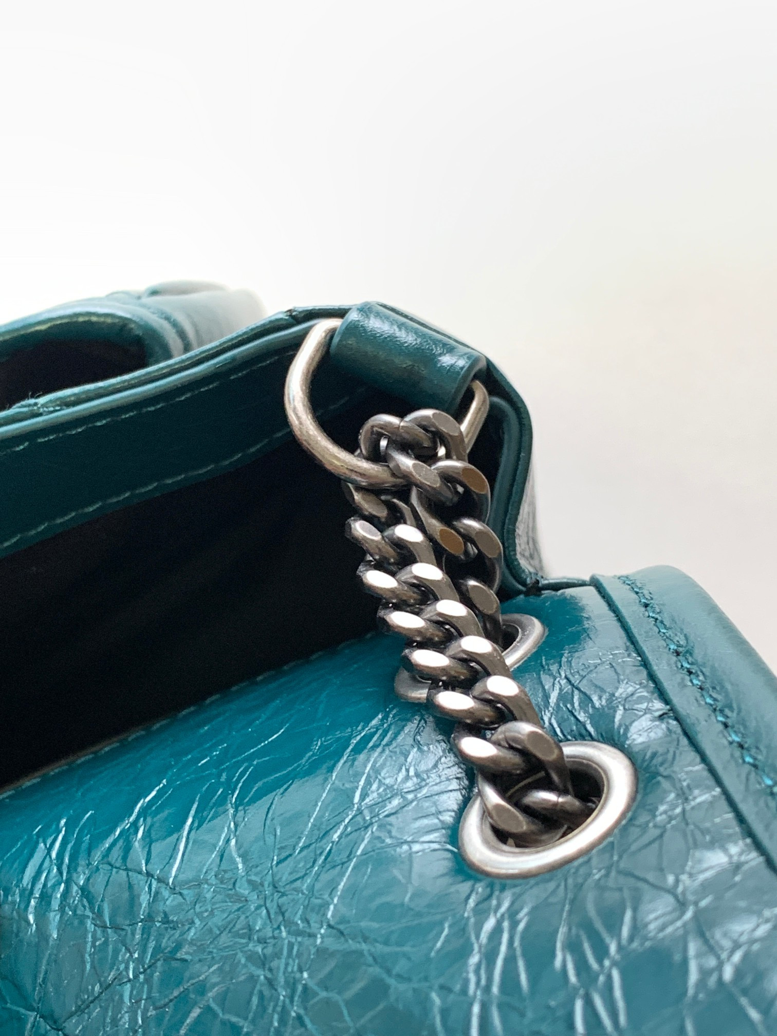 YSL NIKI BABY IN VINTAGE LEATHER BLUE 8.2 X 6 X 2.9 INCHES - Image 8
