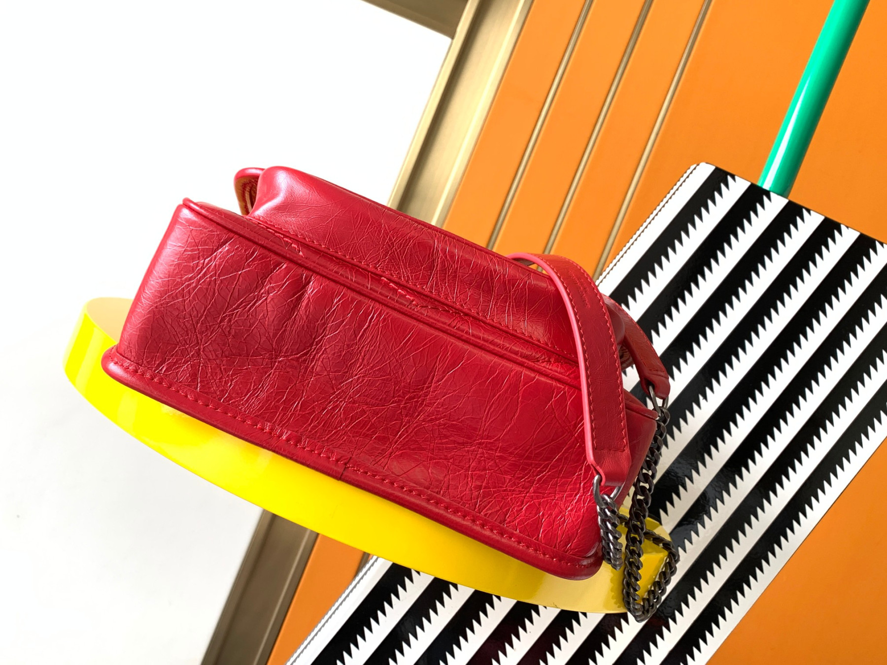 YSL NIKI BABY IN VINTAGE LEATHER RED 8.2 X 6 X 2.9 INCHES - Image 5