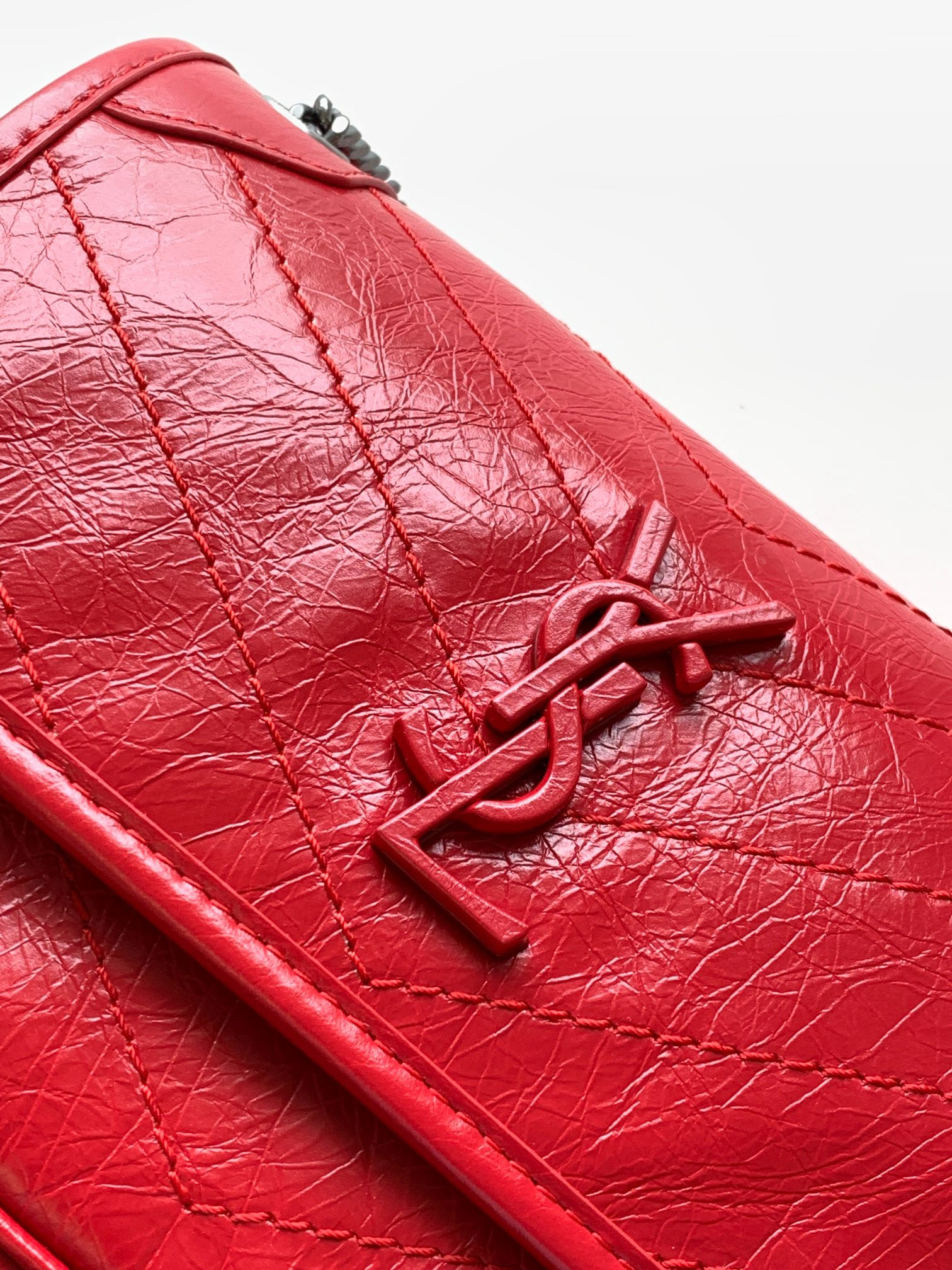YSL NIKI BABY IN VINTAGE LEATHER RED 8.2 X 6 X 2.9 INCHES - Image 6